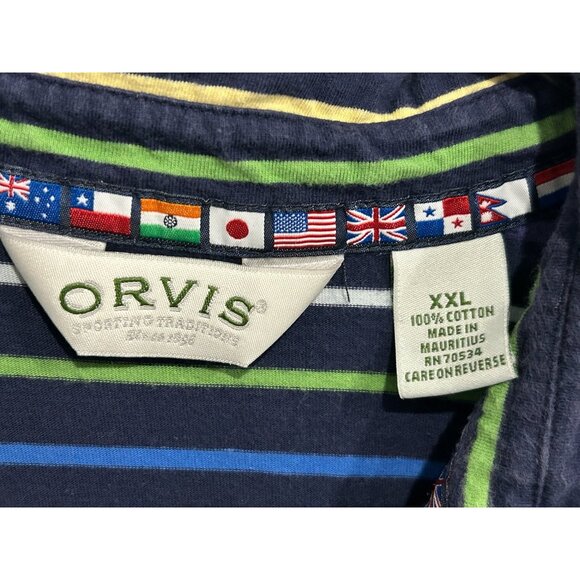 Orvis Mens Multicolor Stripe Polo Shirt 1Collared Short Sleeve Casual Top Sz 2XL - Picture 5 of 8